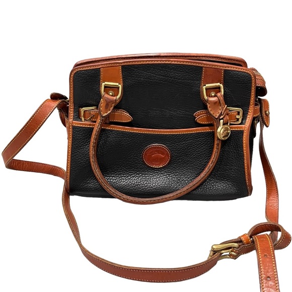 Dooney & Bourke Handbags - Vintage Dooney & Bourke Black Leather Crossbody Satchel Bag
